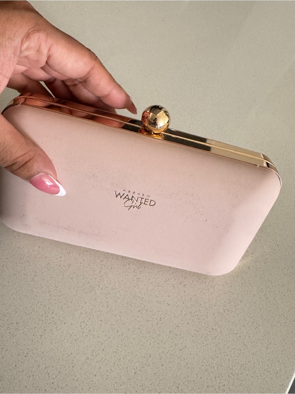 Wanted Girl Pink Clutch with Gold Frame